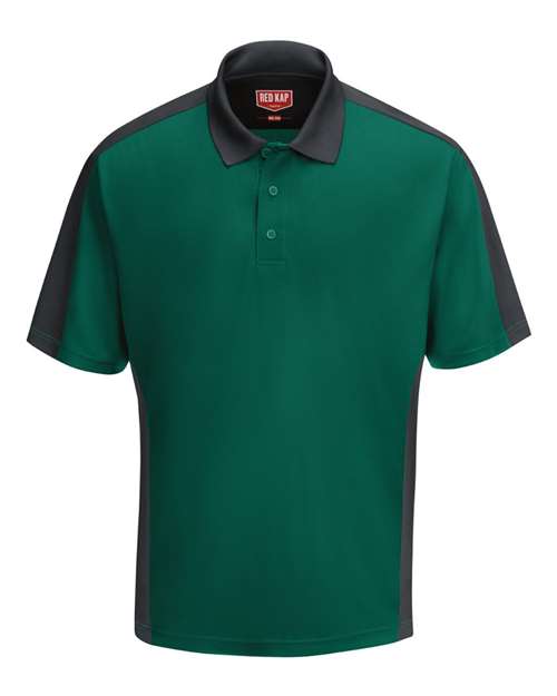 Men's Performance Knit Two Tone Polo — Hunter Green/ Charcoal