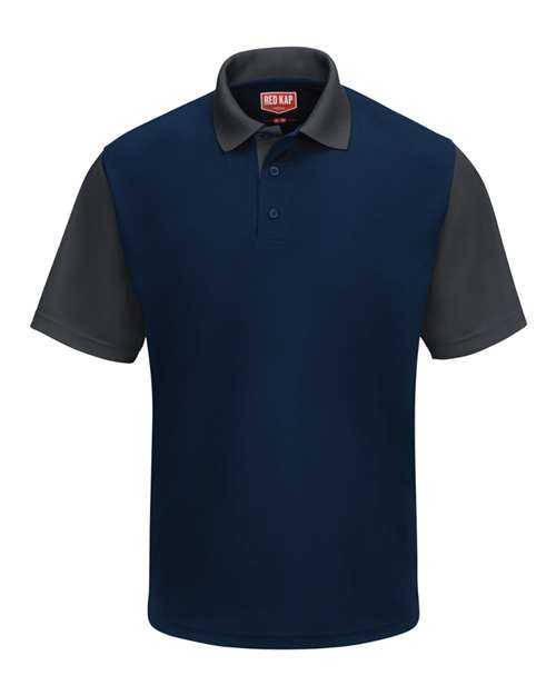 Men's Performance Knit Color-Block Polo — Navy/ Charcoal