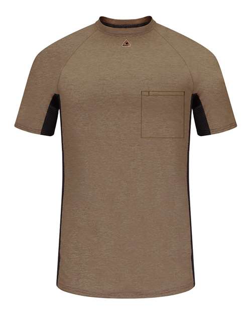 Men's FR Two-Tone Base Layer with Concealed Chest Pocket- EXCEL FR — Khaki