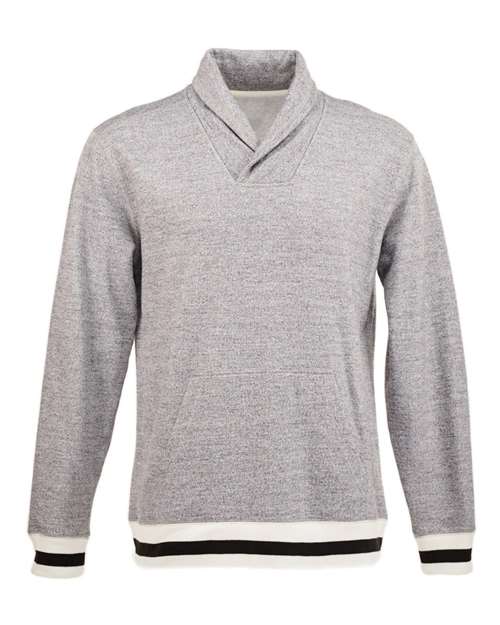 Men's Peppered Fleece Shawl Collar Sweatshirt — Pepper/ Black