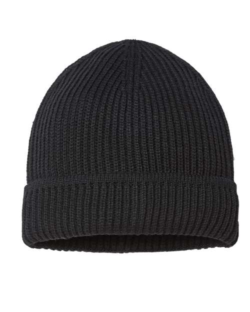 Sustainable Finish Edge Cuffed Beanie — Black