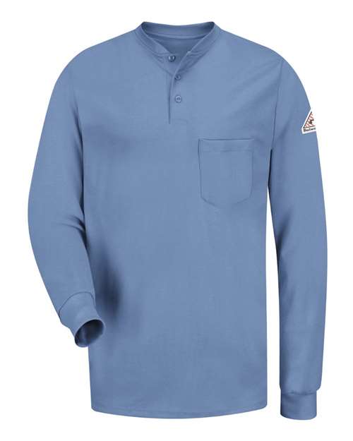 Men's Long Sleeve Tagless Henley Shirt — Light Blue