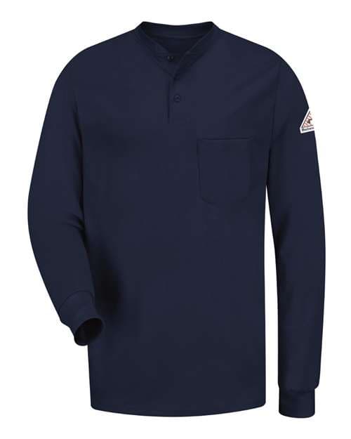 Men's Tall Long Sleeve Tagless Henley Shirt — Navy