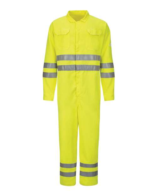 Men's Hi-Vis Deluxe Coverall with Reflective Trim - CoolTouch® 2 - 7 oz. — HV-Fluorescent Yellow/ Green