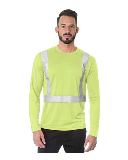 Men's USA-Made Hi-Visibility Long Sleeve Performance T-Shirt — Lime Green