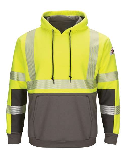 Men's Hi-Visibility Color-Blocked Hooded Sweatshirt — Yellow/ Green