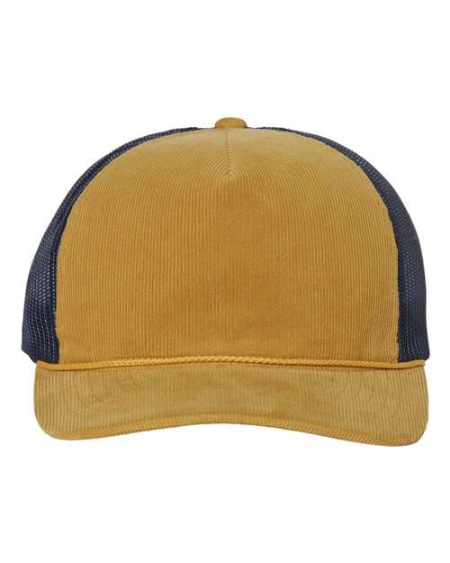 Troutdale Corduroy Trucker Cap — Amber Gold/ Navy