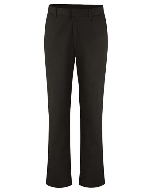 Women's Extended Sizes Industrial Flat Front Pants — Black - 37 Unhemmed