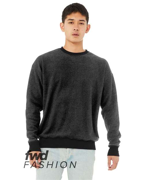 Unisex FWD Fashion Sueded Drop Shoulder Crewneck Sweatshirt — Black Heather