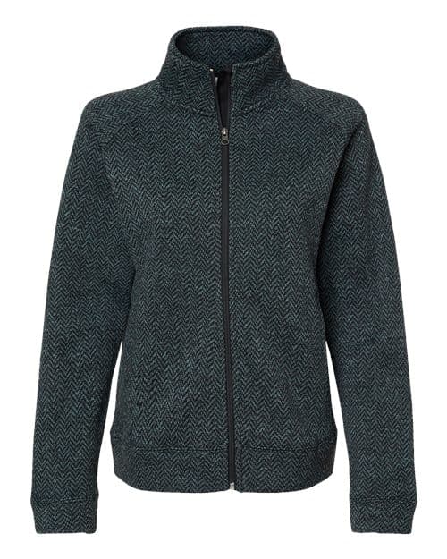 Women's Traverse Full-Zip Sweater — Black Herringbone