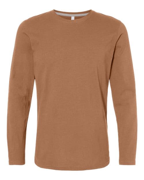 Unisex Fine Jersey Long Sleeve Tee — Coyote Brown