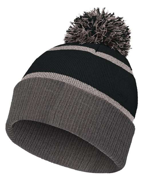 8 1/2" Reflective Knit Beanie — Black/ Carbon
