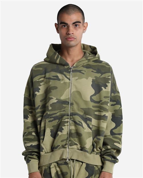 Unisex Garment-Dyed Cropped Full-Zip Hooded Sweatshirt