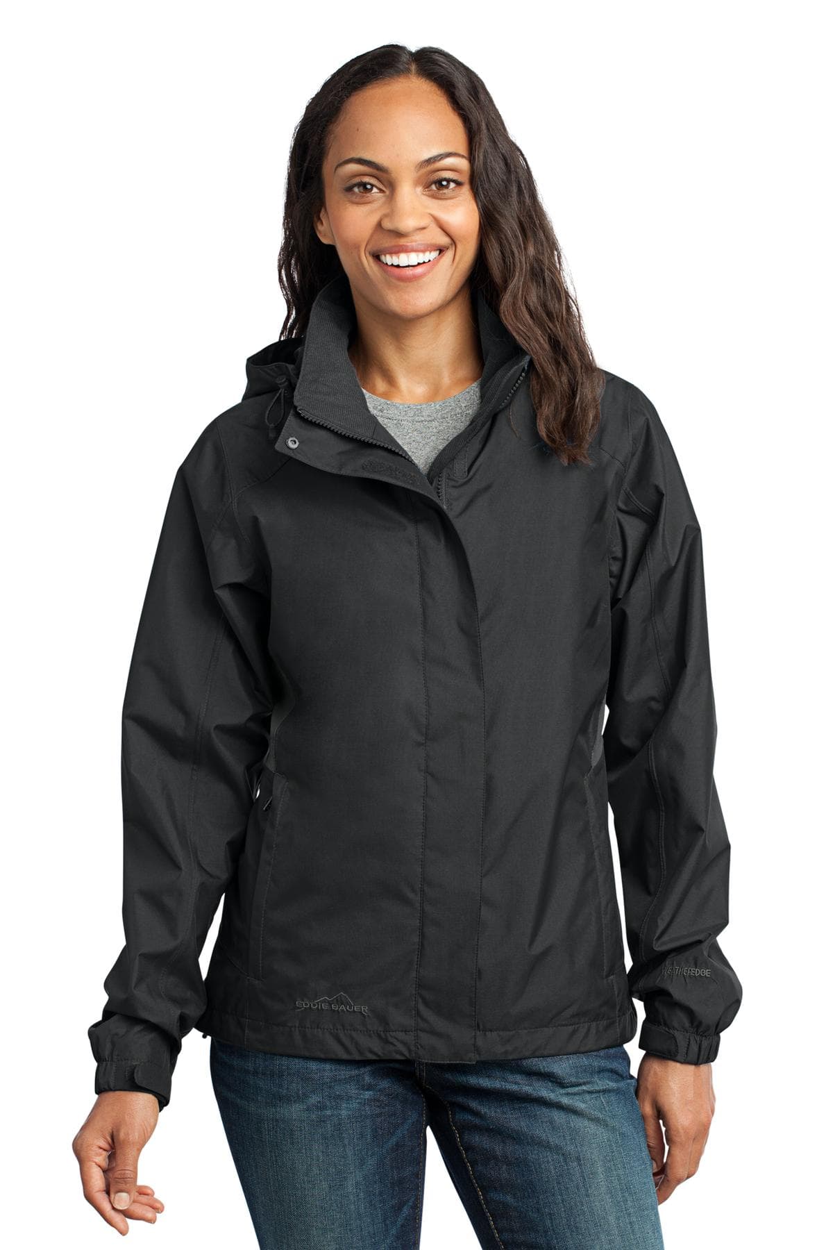 Eddie Bauer ® Women's Rain Jacket — Black/ Steel Grey