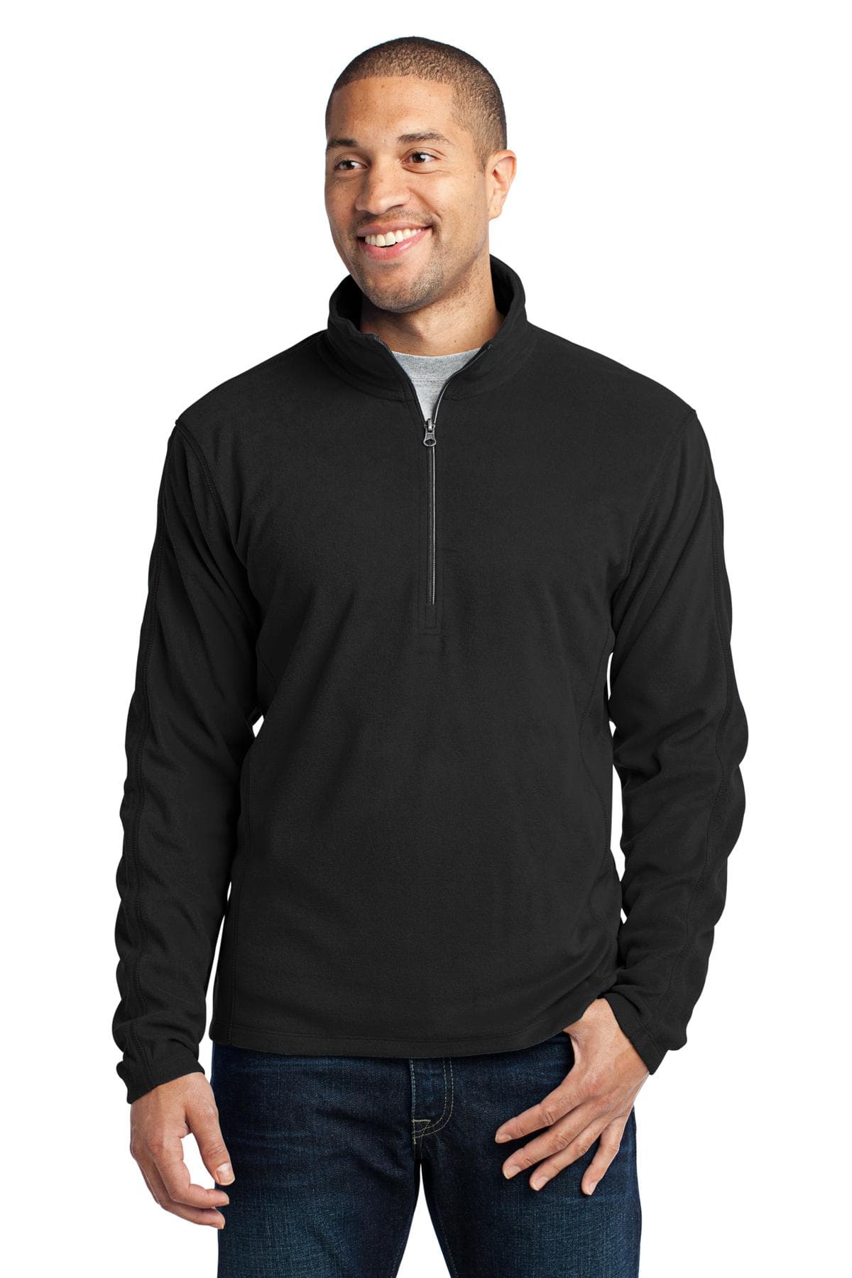 Port Authority ® Microfleece 1/2-Zip Pullover — Black