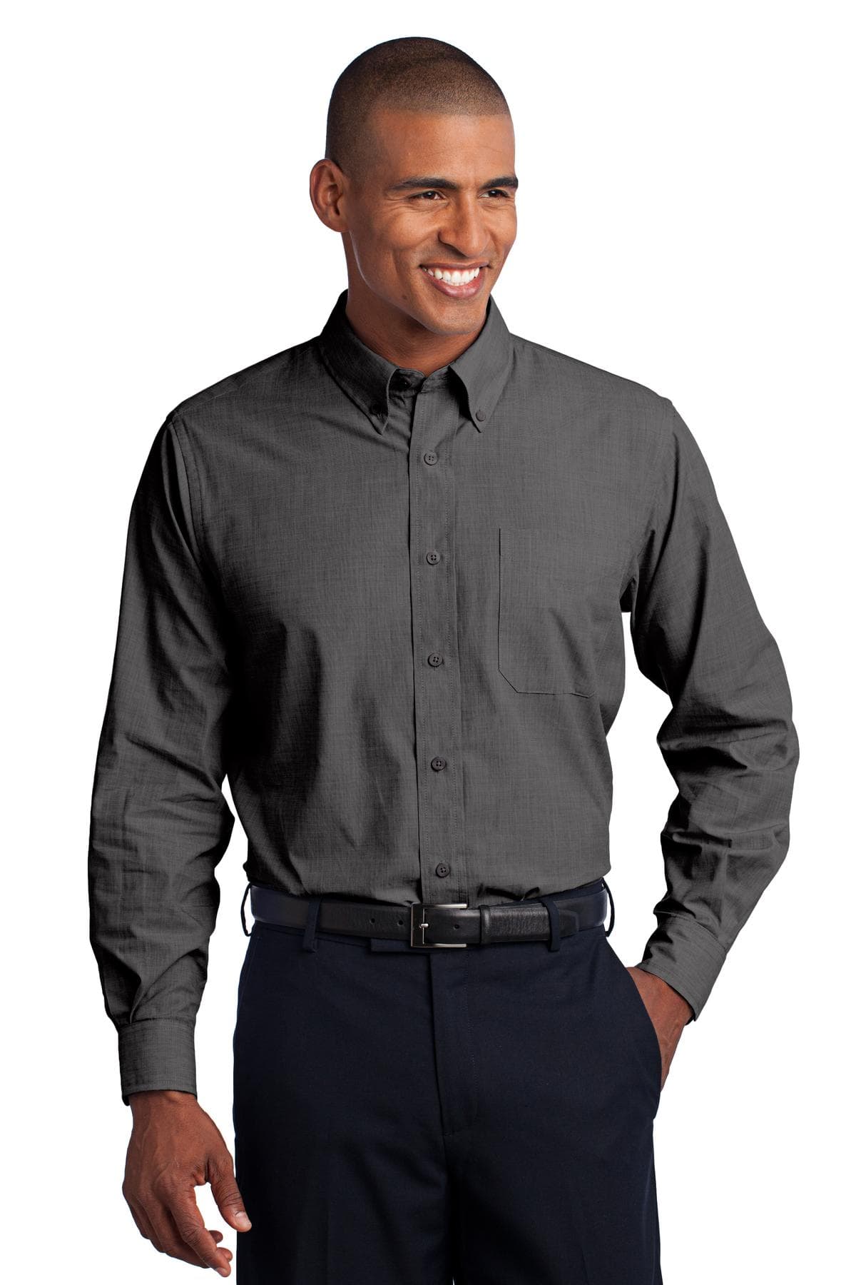 Port Authority ® Crosshatch Easy Care Shirt — Soft Black
