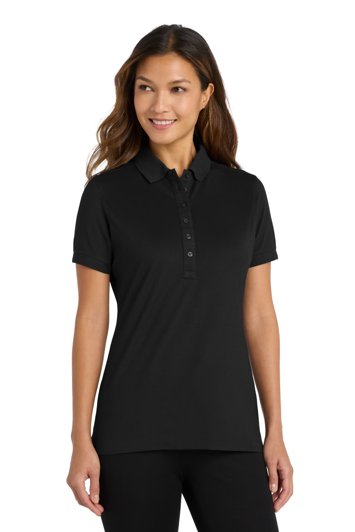 Port Authority ® Women's Stretch Pique Polo — Black