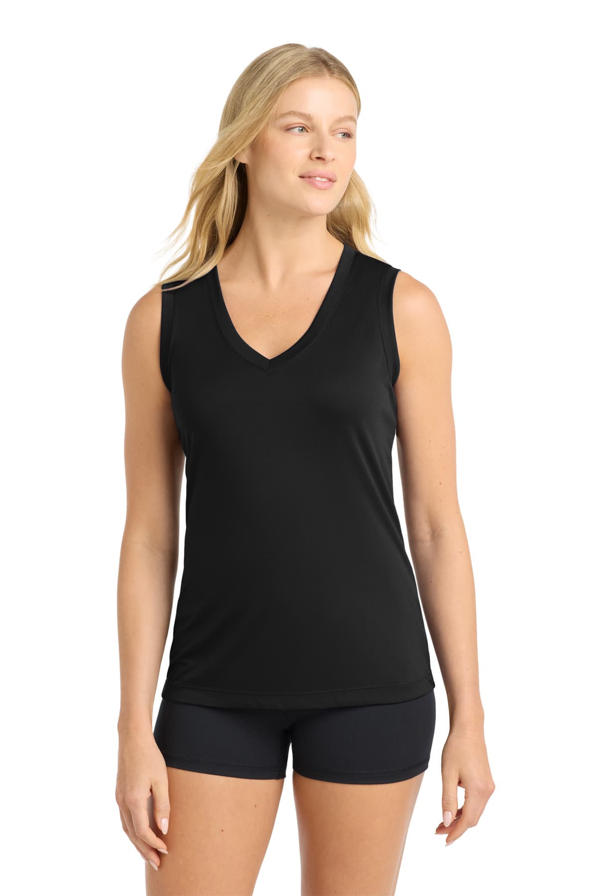 Sport-Tek ® Women's Sleeveless PosiCharge ® Competitor V-Neck Tee — Black