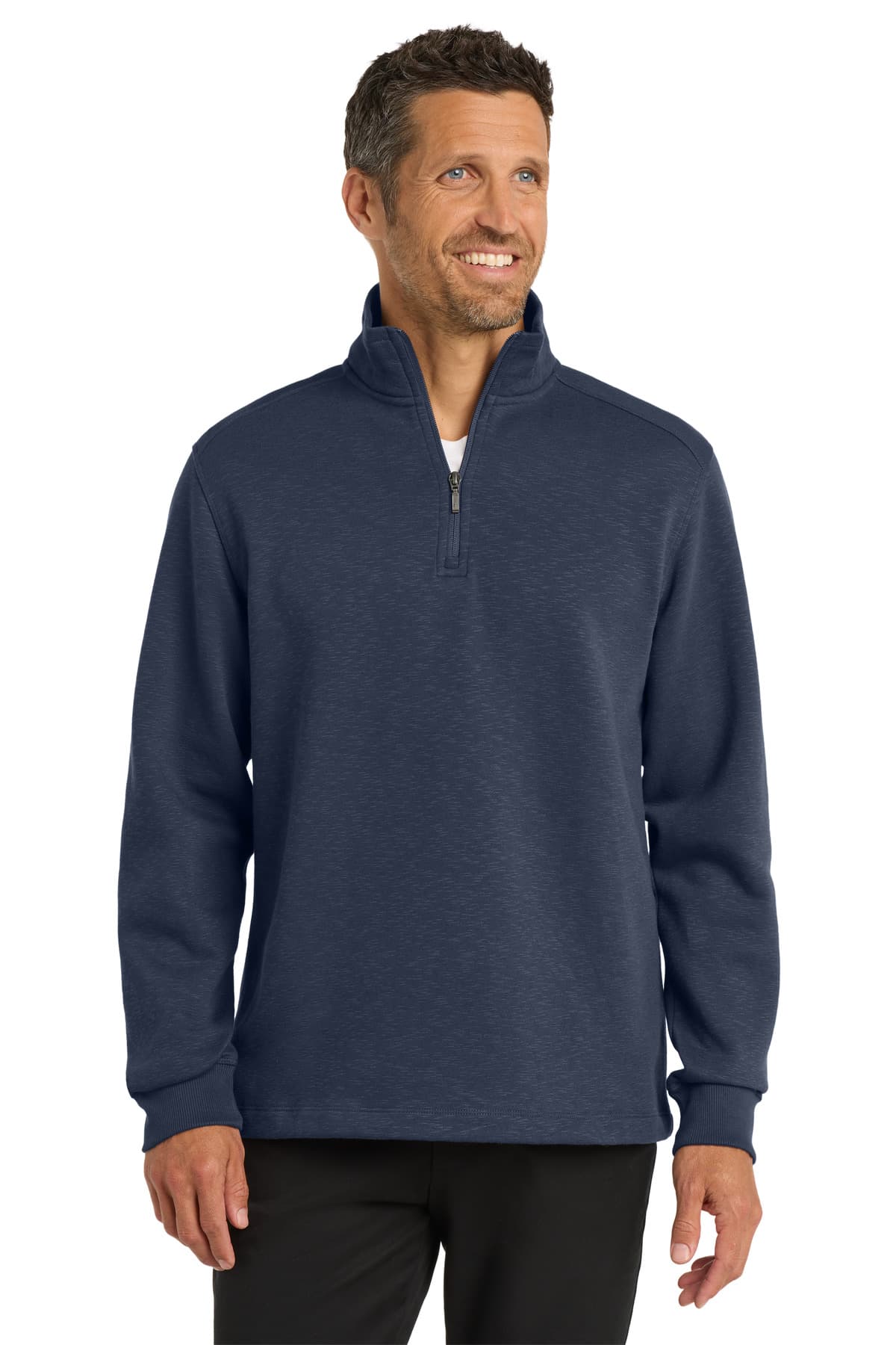 Port Authority ® Slub Fleece 1/4-Zip Pullover — Navy