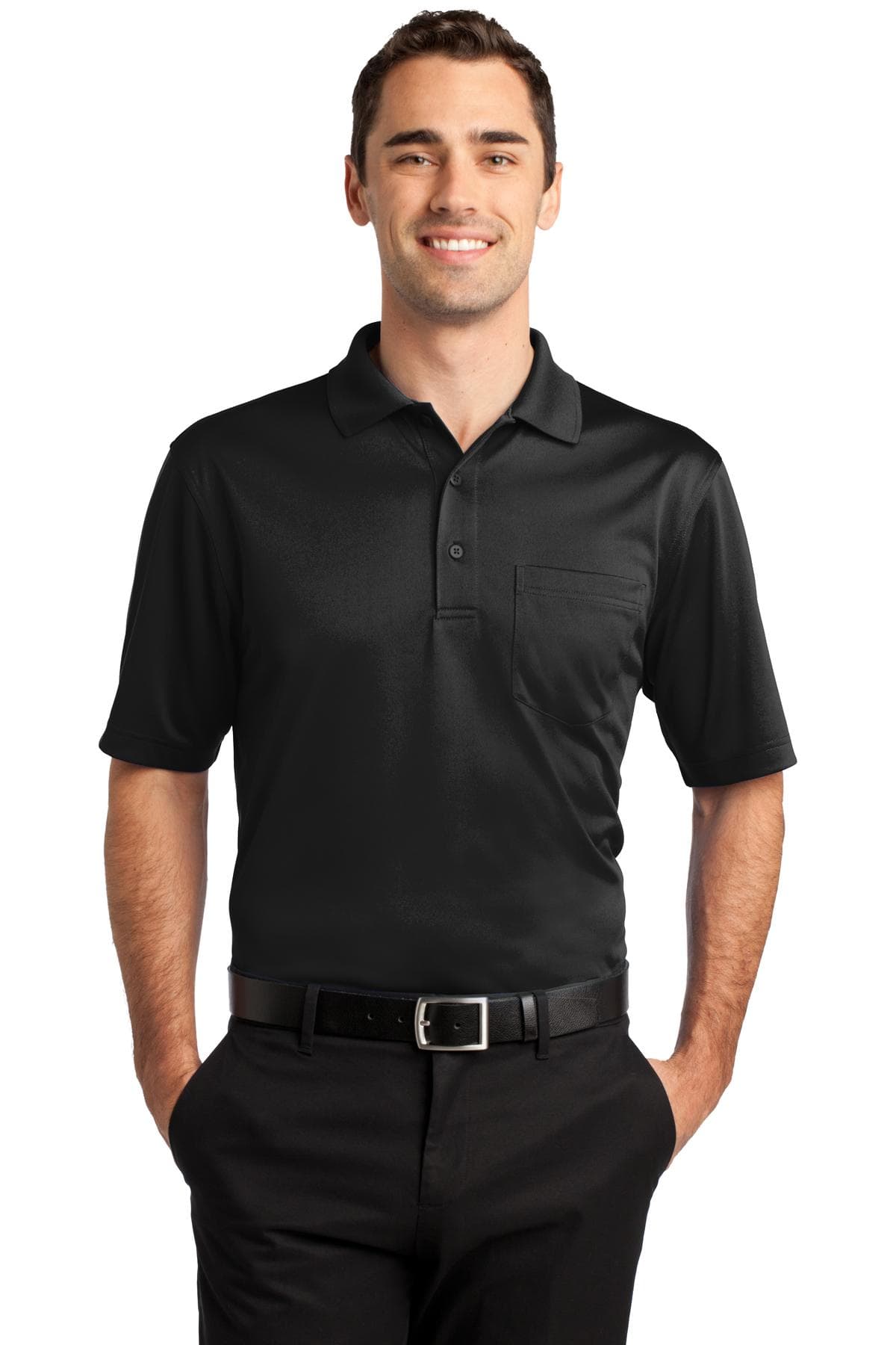 CornerStone ® Select Snag-Proof Pocket Polo — Black