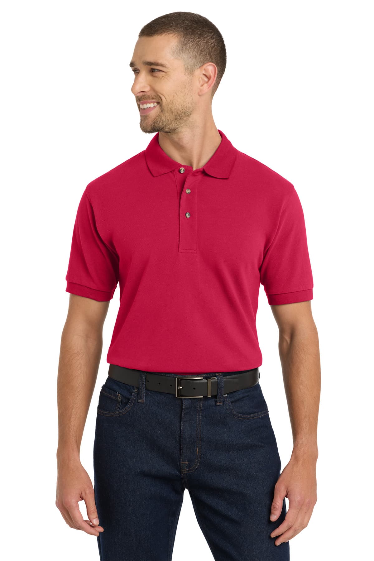 Port Authority ® Heavyweight Cotton Pique Polo — Red