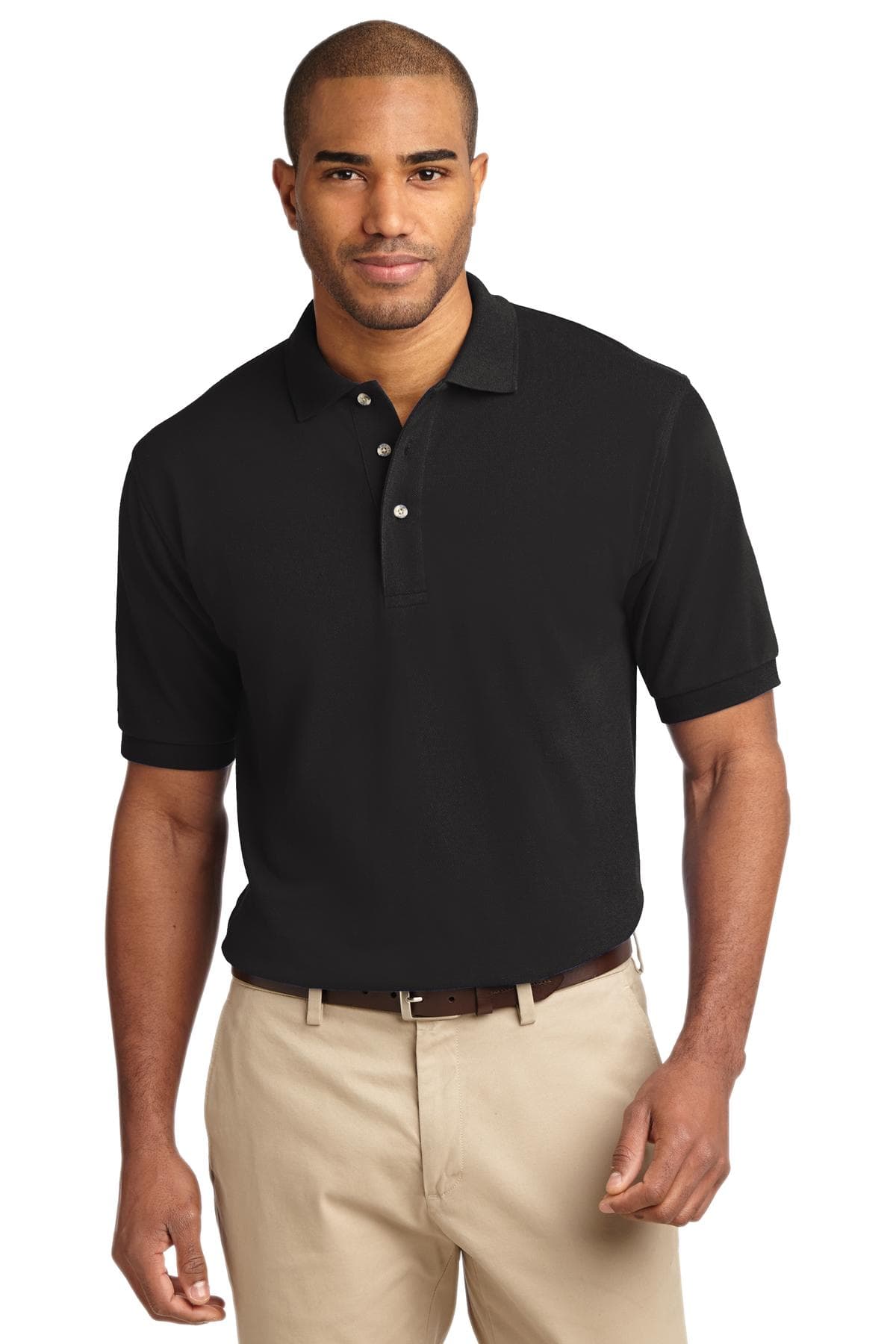 Port Authority ® Tall Heavyweight Cotton Pique Polo — Black
