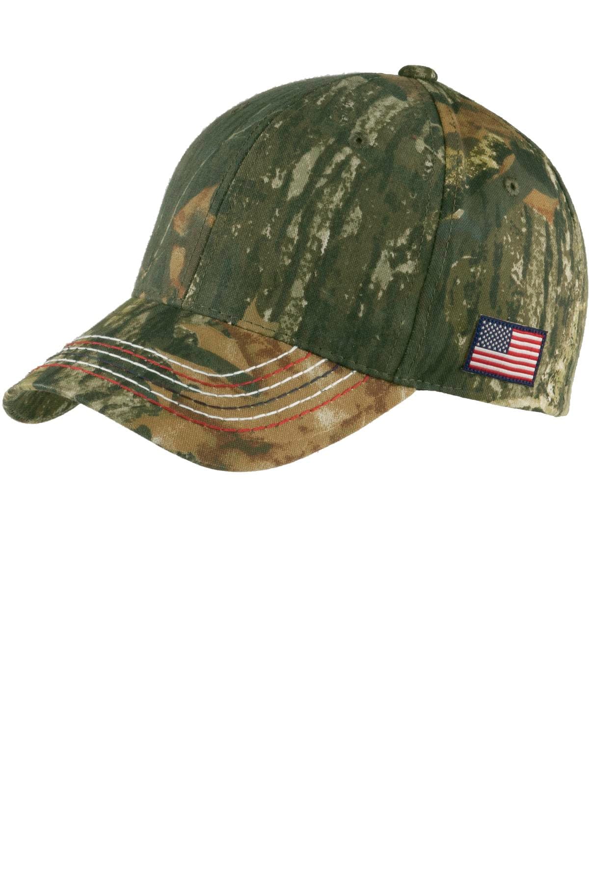 Port Authority ® Americana Contrast Stitch Camouflage Cap — Mossy Oak New Break-Up