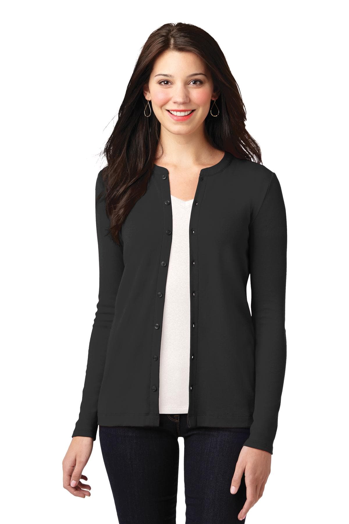 Port Authority ® Women's Concept Stretch Button-Front Cardigan — Black