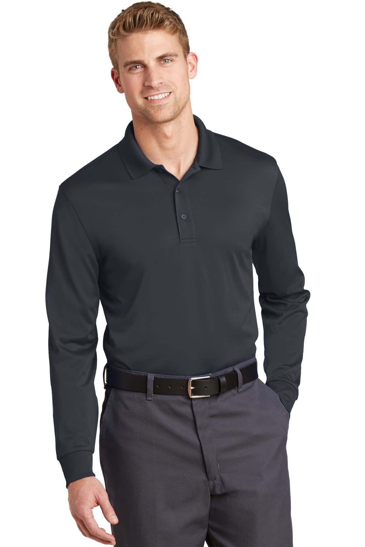 CornerStone ® Select Snag-Proof Long Sleeve Polo — Charcoal