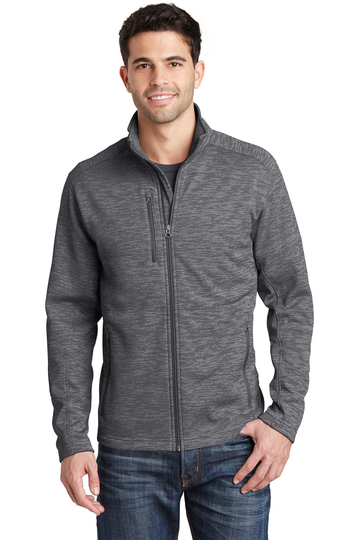 Port Authority ® Digi Stripe Fleece Jacket — Black