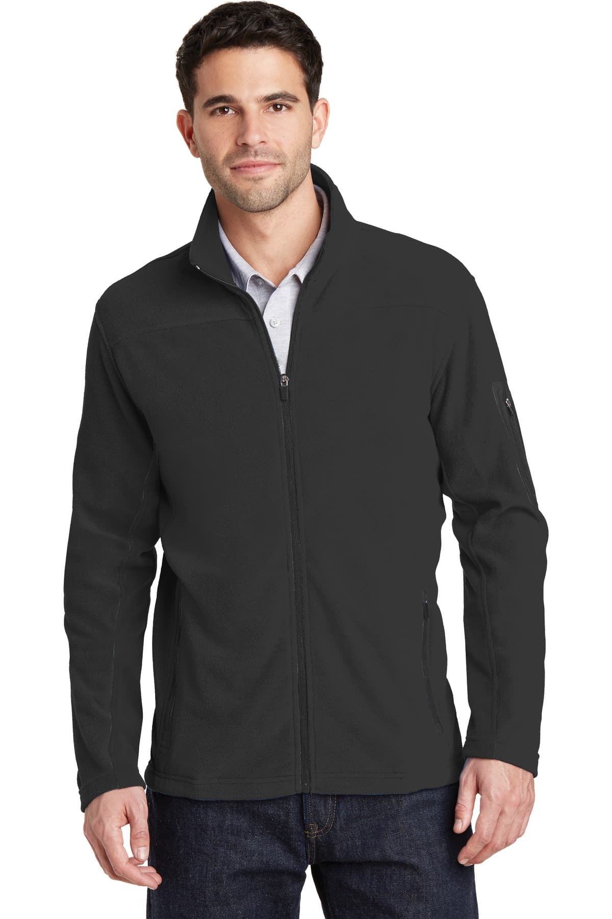 Port Authority ® Summit Fleece Full-Zip Jacket — Black/ Black