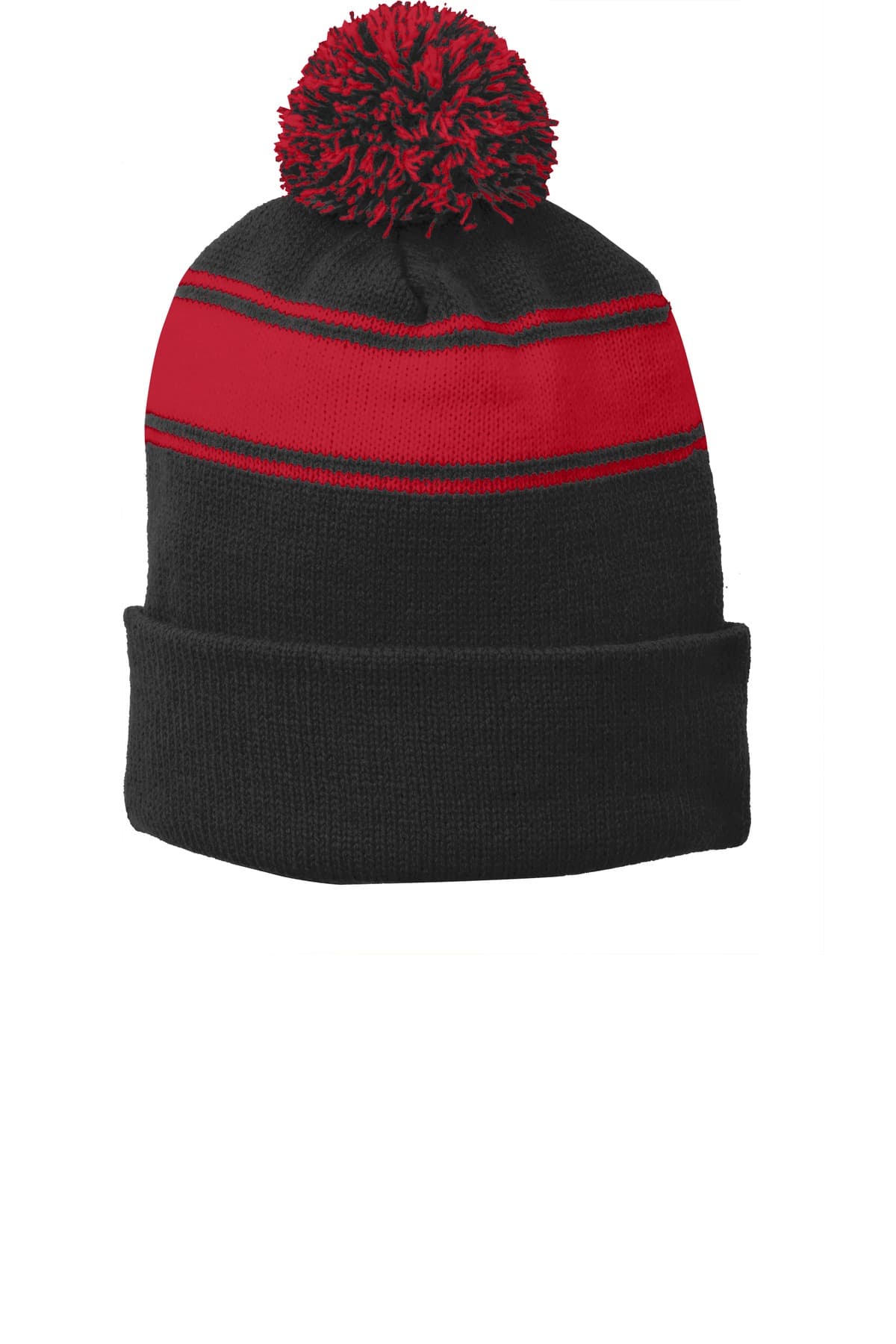 Sport-Tek ® Stripe Pom Pom Beanie