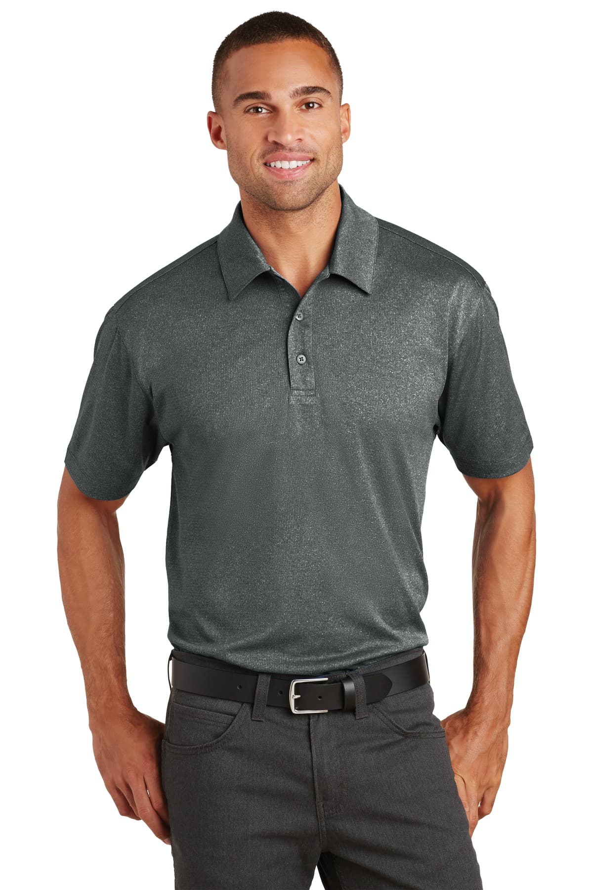 Port Authority ® Trace Heather Polo — Charcoal Heather