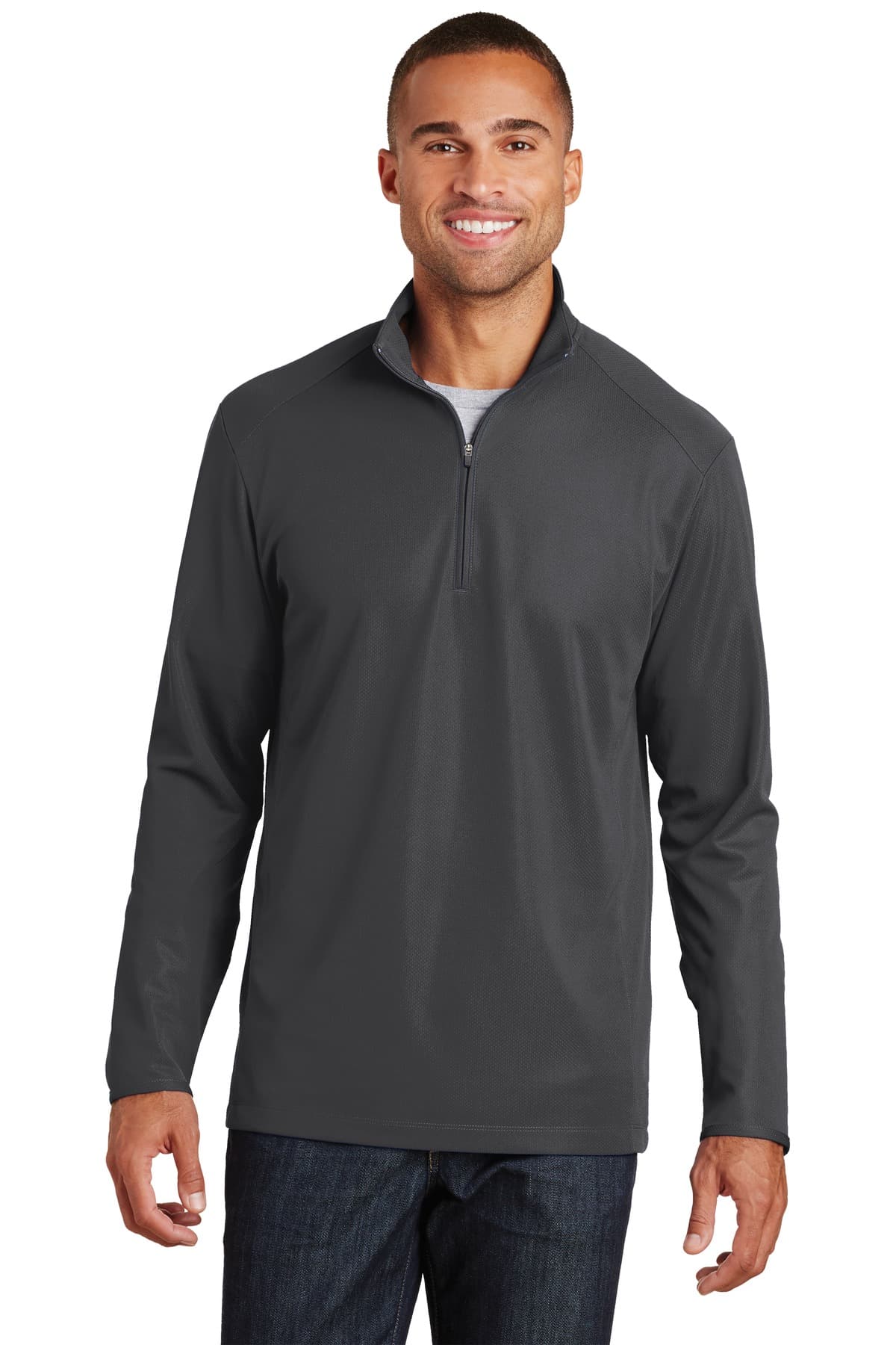 Port Authority ® Pinpoint Mesh 1/2-Zip — Battleship Grey