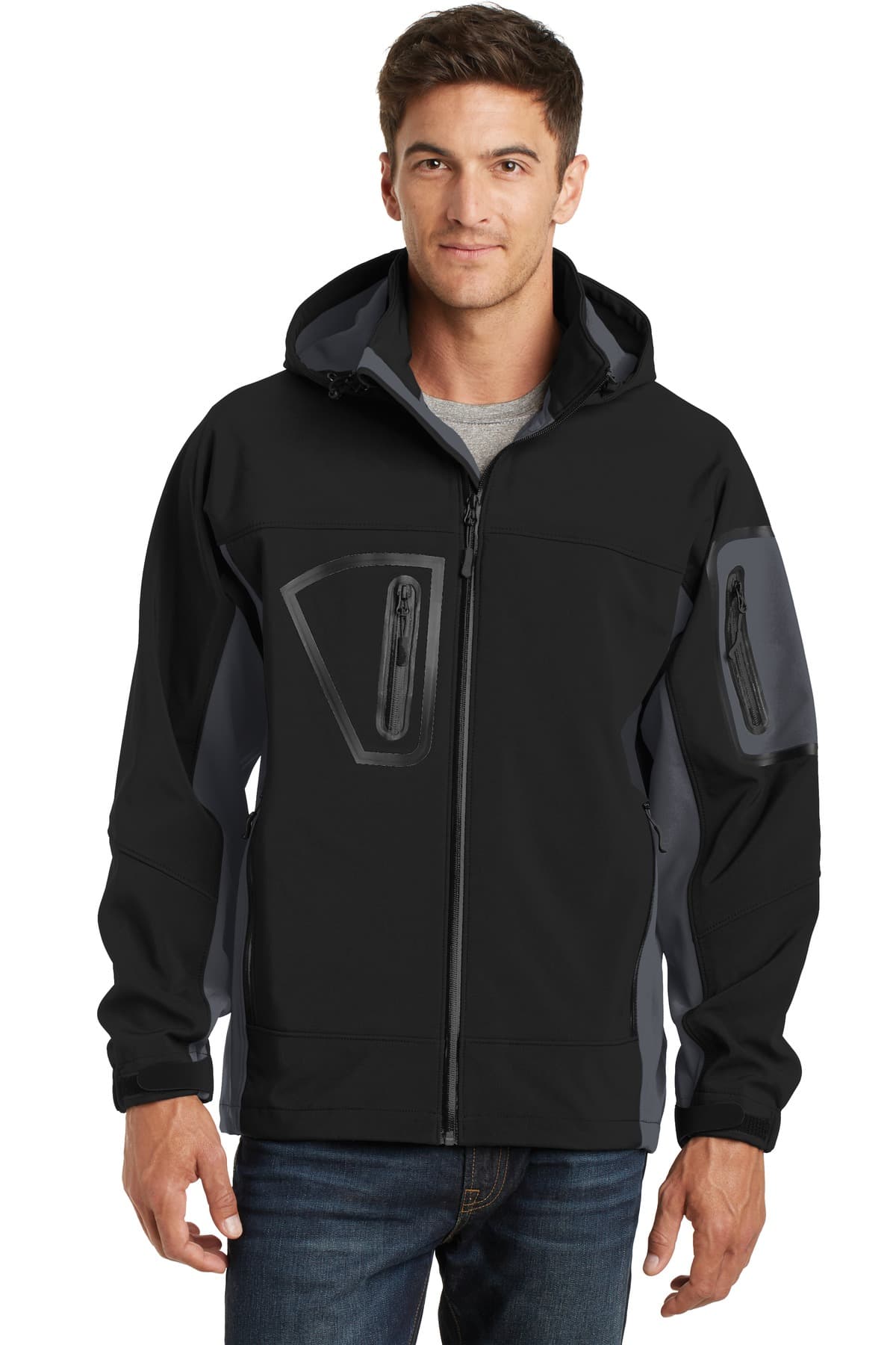Port Authority ® Waterproof Soft Shell Jacket — Black/ Graphite