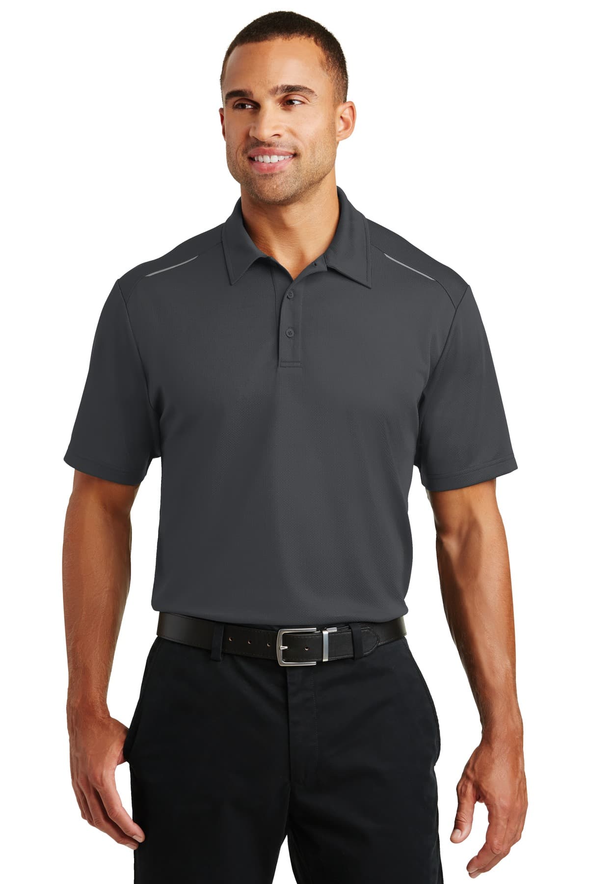 Port Authority ® Pinpoint Mesh Polo — Battleship Grey