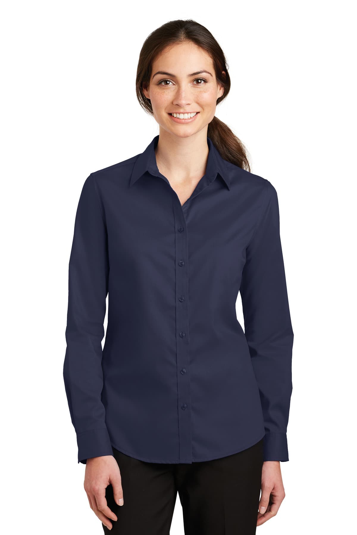 Port Authority ® Women's SuperPro  Twill Shirt — True Navy