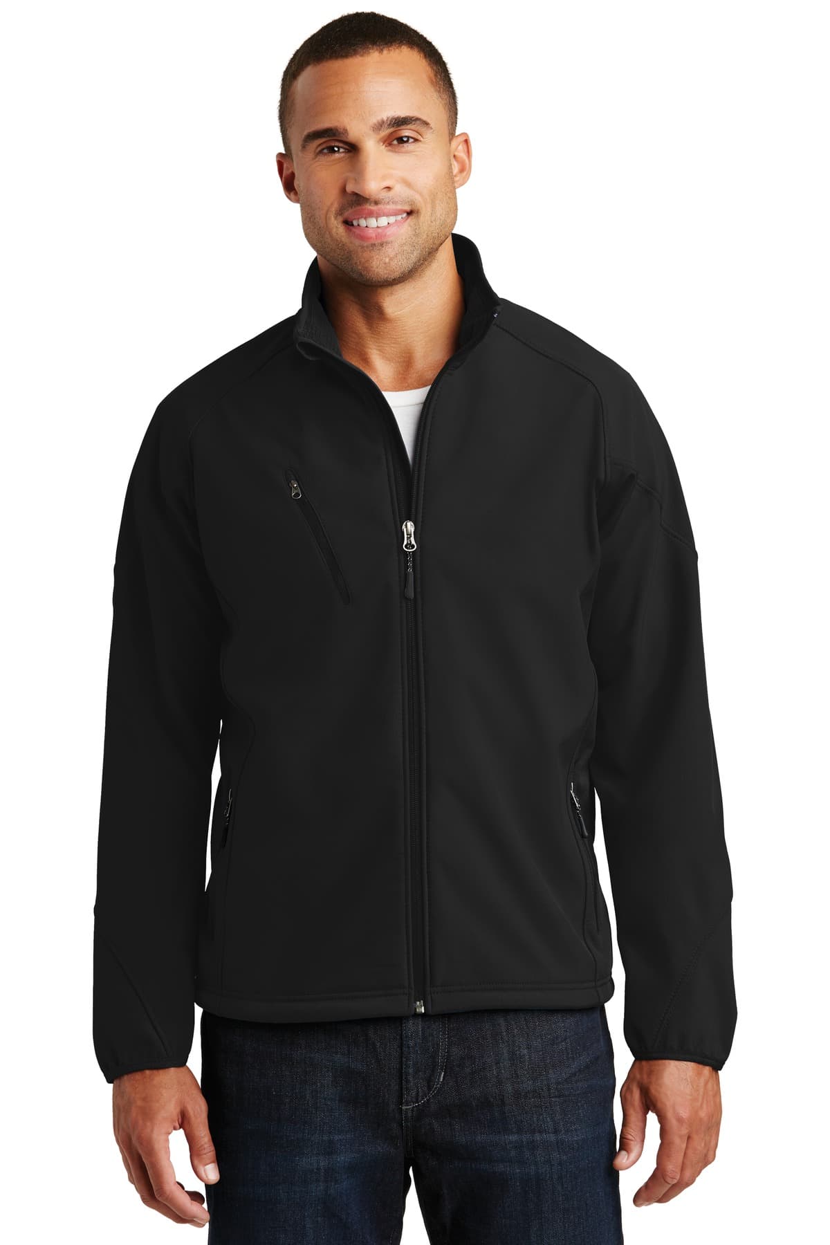 Port Authority ® Textured Soft Shell Jacket — Black