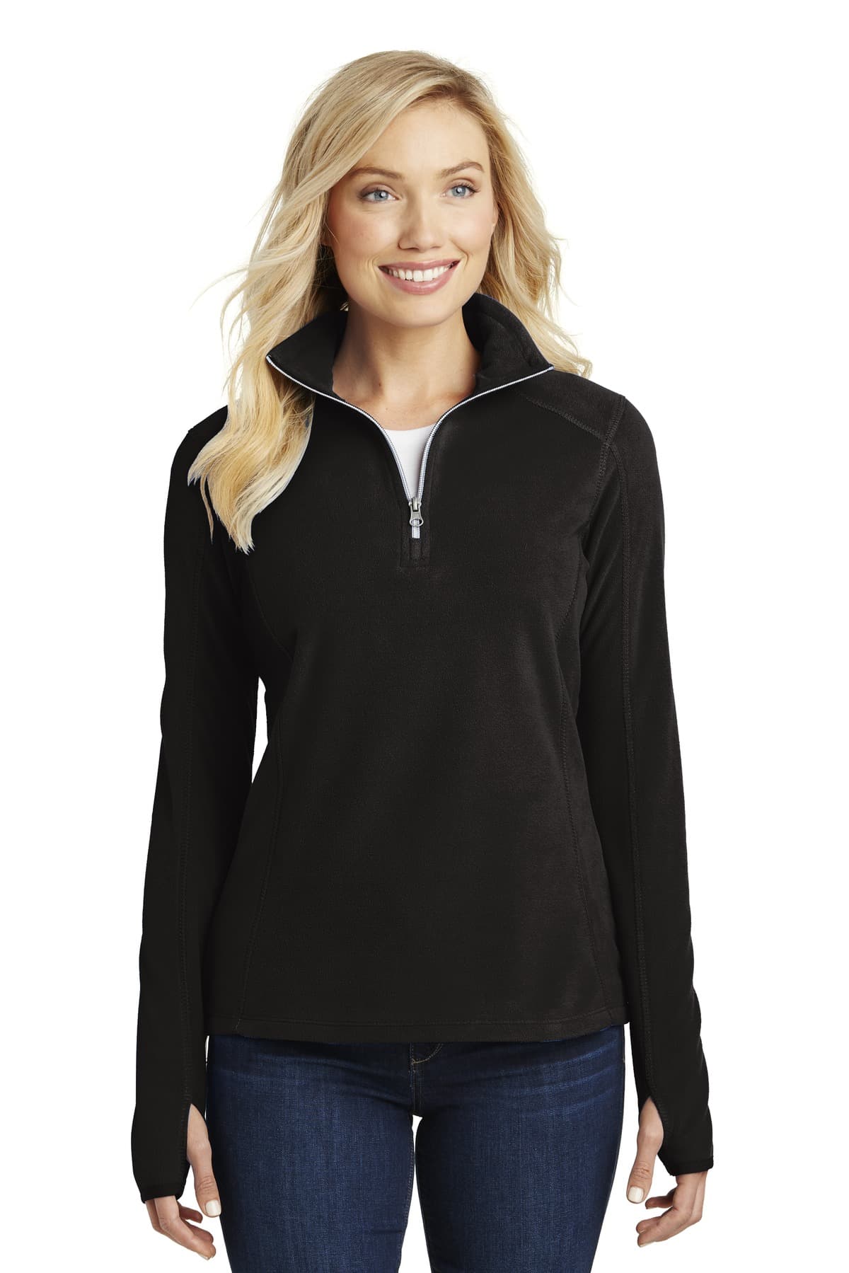 Port Authority ® Women's Microfleece 1/2-Zip Pullover — Black