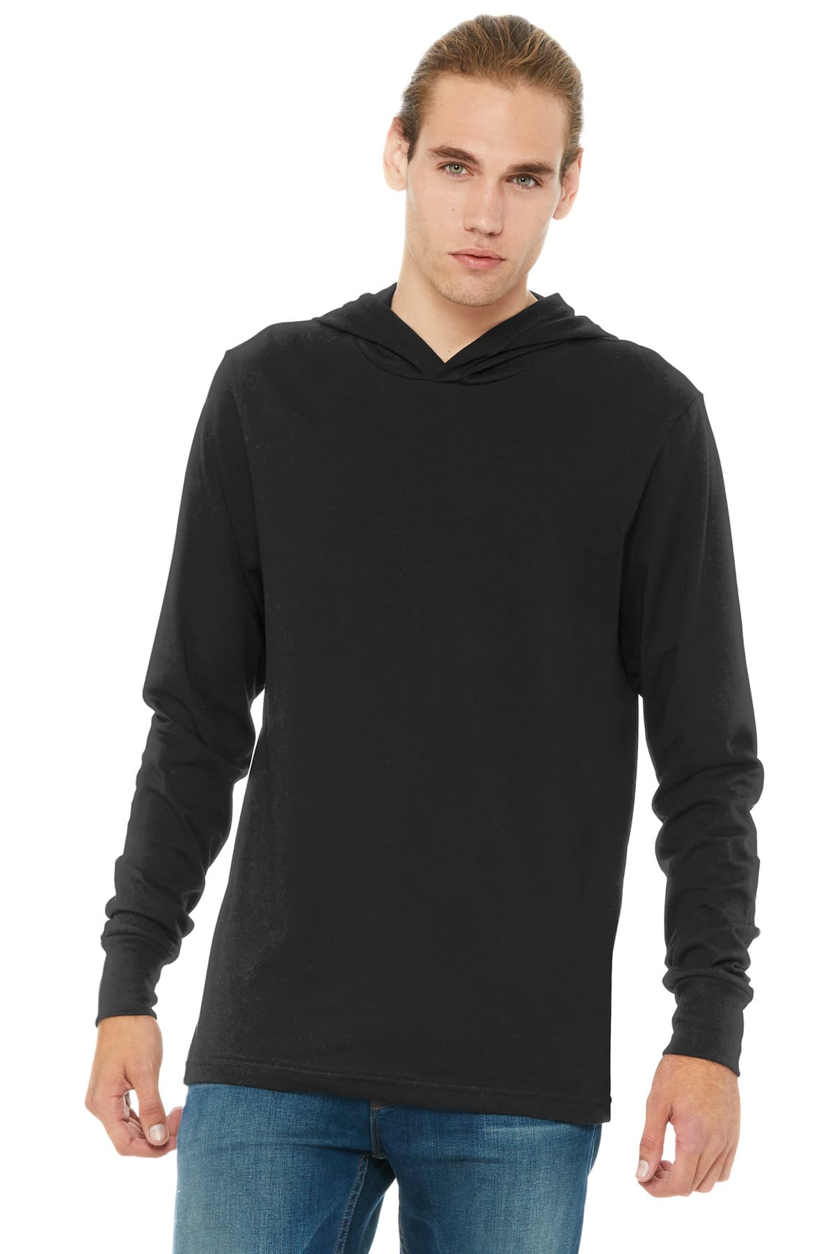 BELLA+CANVAS ® Unisex Jersey Long Sleeve Hoodie — Black