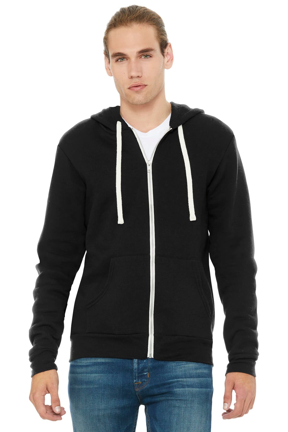 BELLA+CANVAS ® Unisex Triblend Sponge Fleece Full-Zip Hoodie — Solid Black Triblend
