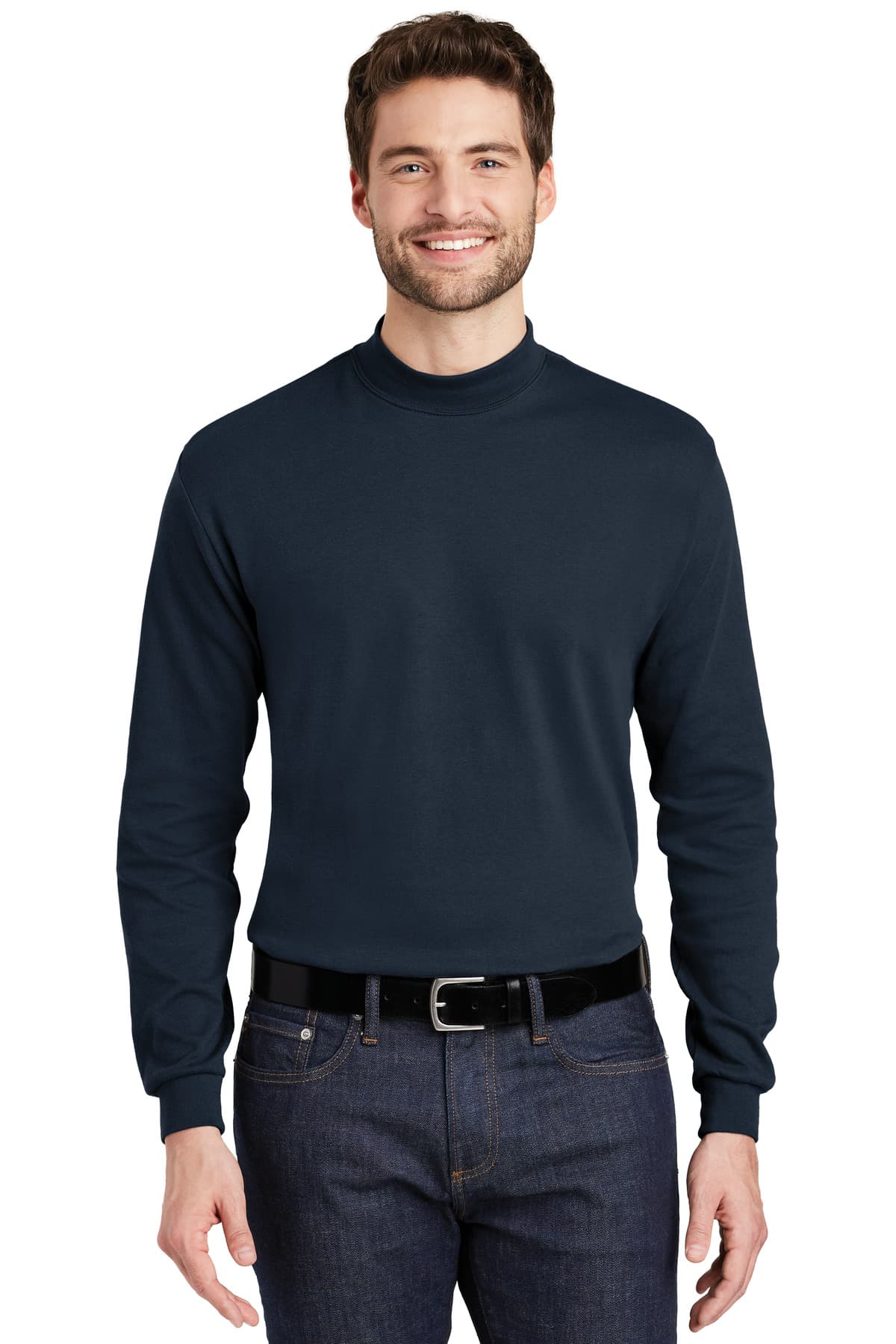 Port Authority ® Interlock Knit Mock Turtleneck — Navy