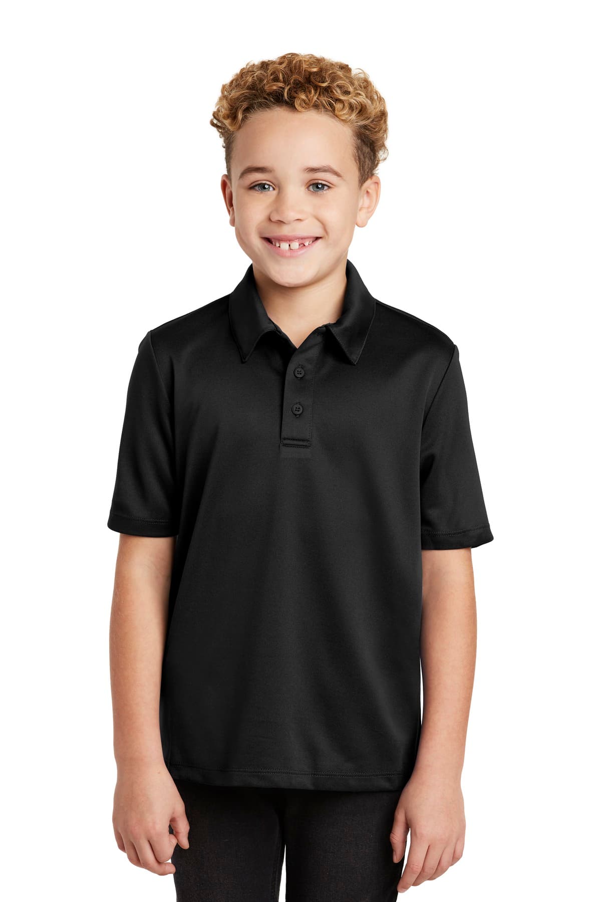Port Authority ® Youth Silk Touch Performance Polo — Black