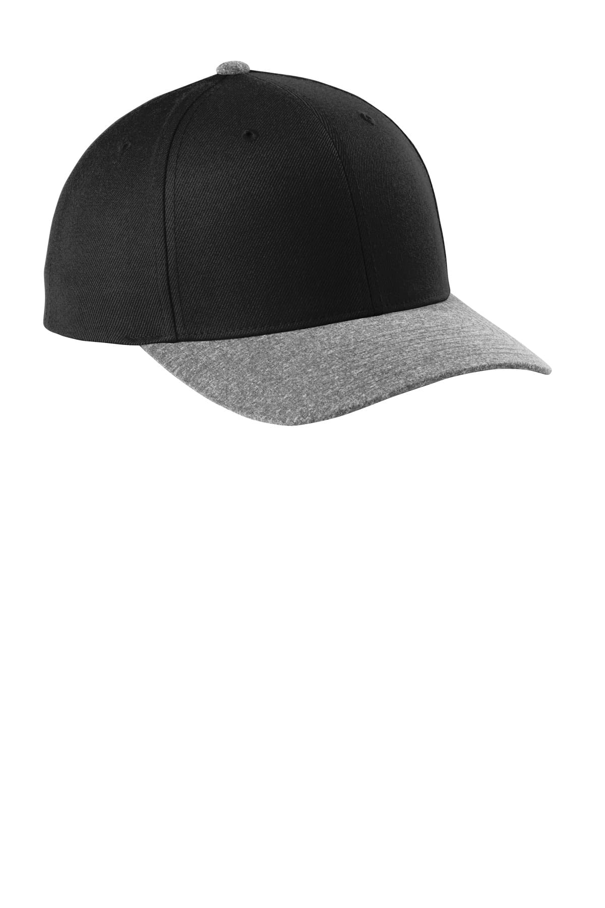 Sport-Tek ® YP Classics ® Curve Bill Snapback Cap — Black/ Grey Heather