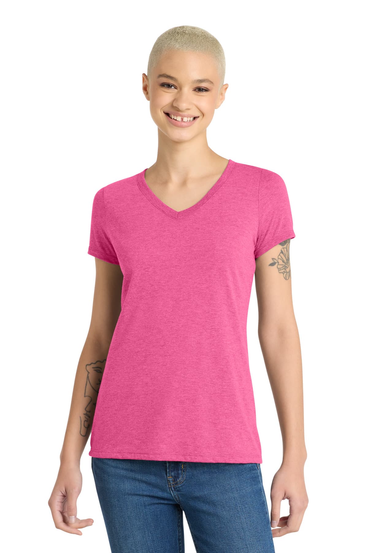 District ® Women's Perfect Tri ® V-Neck Tee — Fuchsia Frost