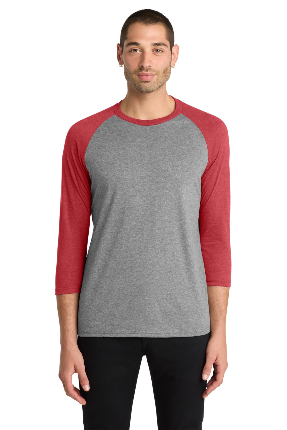 District ® Perfect Tri ® 3/4-Sleeve Raglan — Red Frost/ Grey Frost