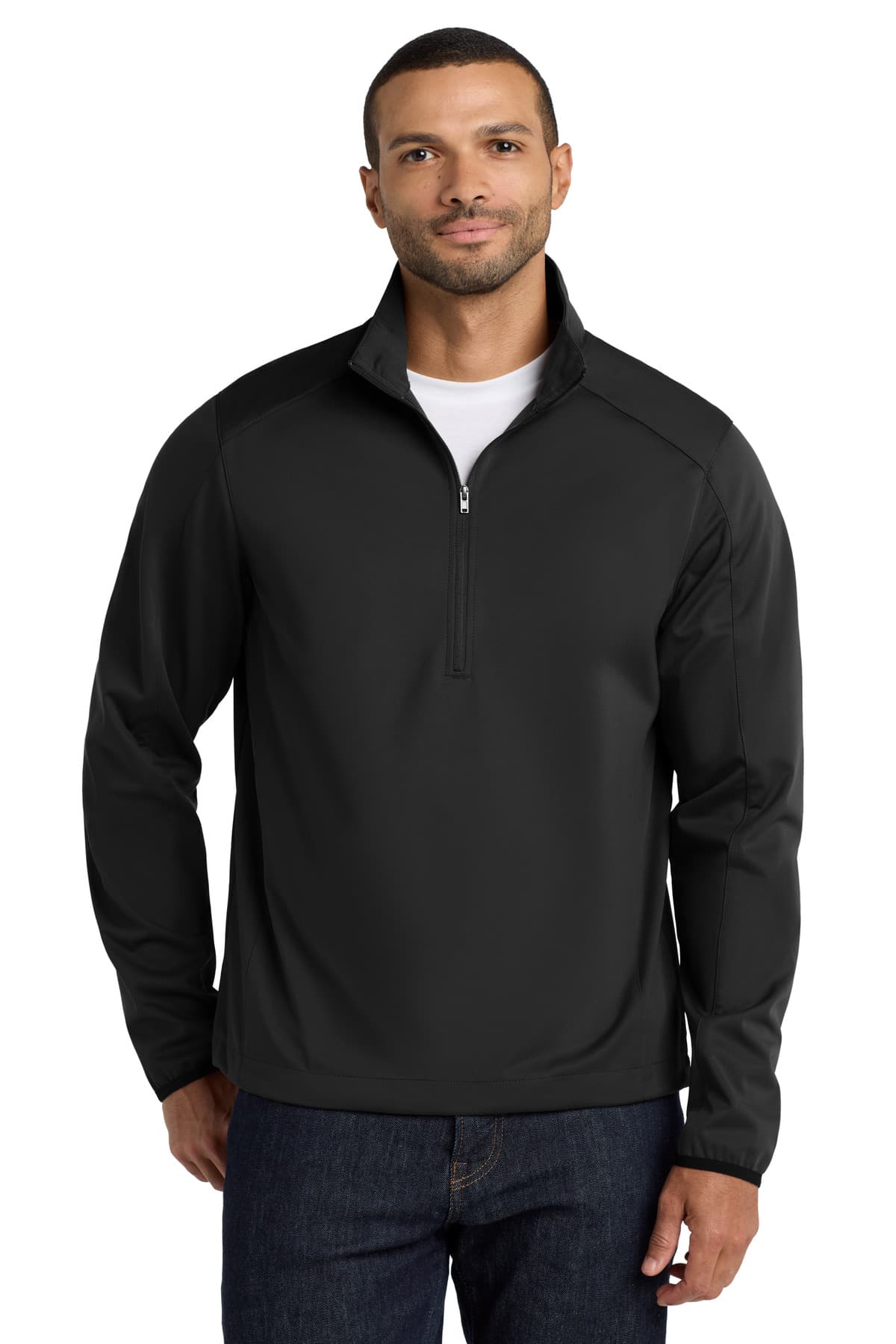 Port Authority ® Active 1/2-Zip Soft Shell Jacket — Deep Black