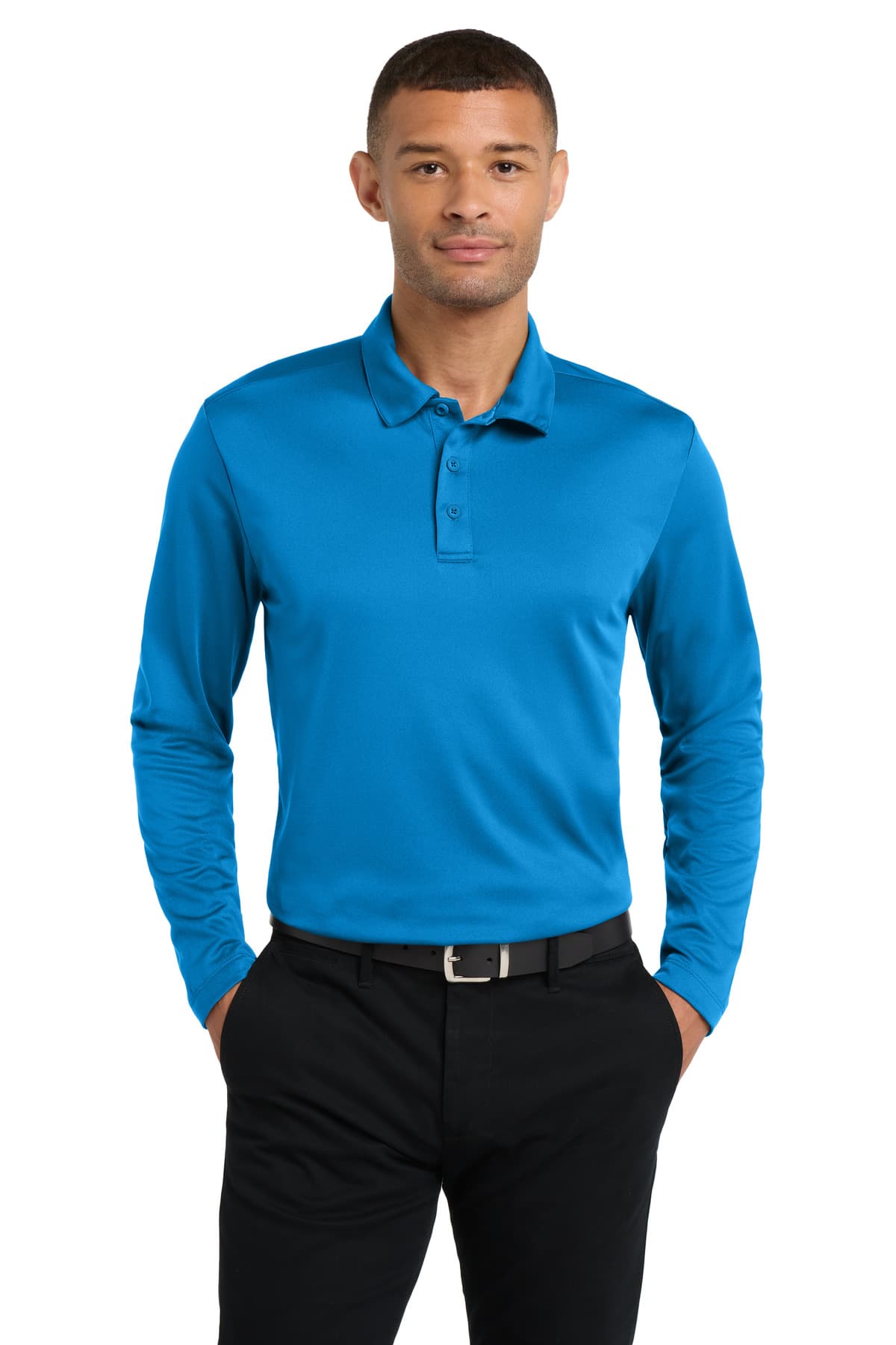 Port Authority ® Silk Touch Performance Long Sleeve Polo — Brilliant Blue