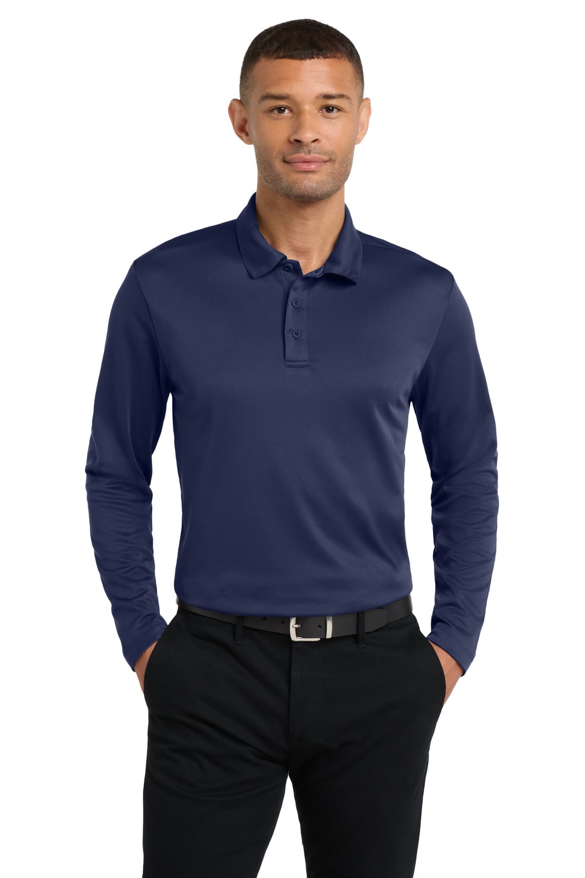 Port Authority ® Silk Touch Performance Long Sleeve Polo — Navy