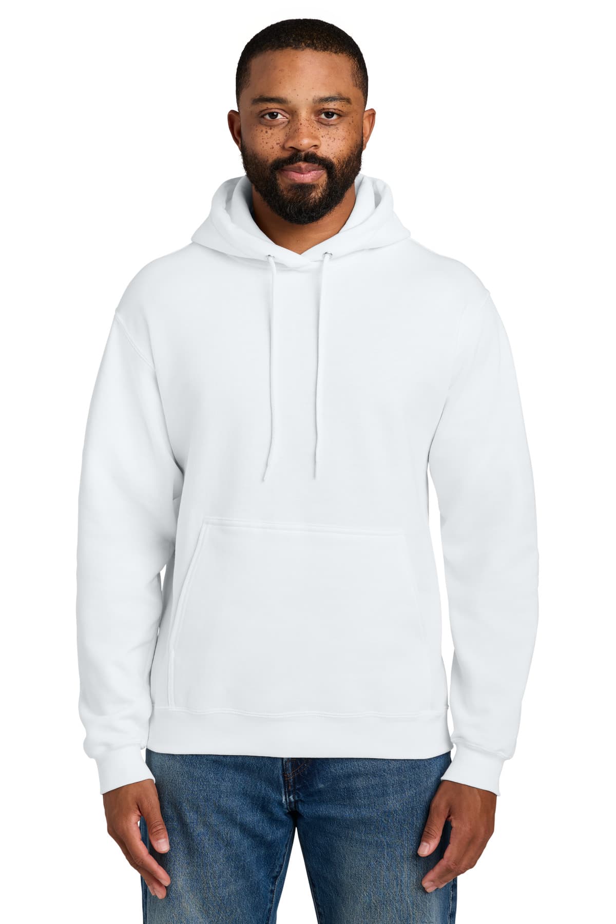 Port & Co  Essential Fleece Pullover Hooded Sweatshirt — White